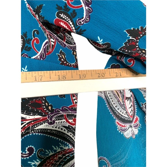 White House Black Market Blue Paisley Mock Neck With Tie Dress Size Small - Picture 7 of 11